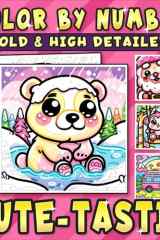 Color By Number Bold & High Detailed Cute-tastic: A Coloring Book about Adorable Animals, Landscapes, and More for Adults and Teens cover image