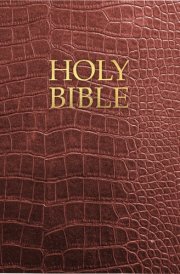 Kjver Holy Bible, Large Print, Walnut Alligator Bonded Leather, Thumb Index (King James Version Easy Read, Red Letter, Burgundy) cover image