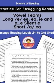 Practice for Older Struggling Readers Vowel Teams Long /e/ ee, ea, ie and e_e Silent e Short /a/ ea (Phonics Practice for Older Students) cover image