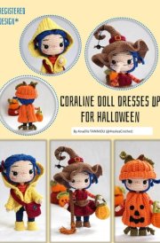 Coraline doll dresses up for halloween: Doll crochet tutorial cover image