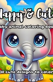 Happy & Cute Baby Animal Coloring Book: 30 Simple and Adorable Coloring Pages for Kids of All Ages cover image