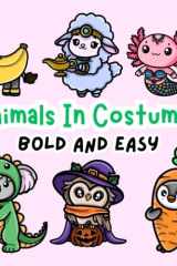 Animals In Costumes: Bold and Easy Coloring Book For Adults or Kids (Bold and Easy Coloring Books) cover image