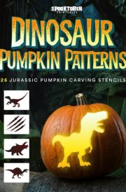 Dinosaur Pumpkin Patterns: 26 Jurassic Pumpkin Carving Stencils including T-Rex, Velociraptor, Triceratops, Spinosaurus, and More! (Spooktober Pumpkin Carving) cover image