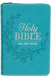 KJV Bible Pocket Faux Leather Teal W/Zipper cover image