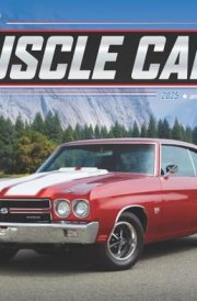 American Muscle Cars OFFICIAL | 2025 14 x 24 Inch Monthly Deluxe Wall Calendar | Foil Stamped Cover | Plastic-Free | BrownTrout | Racing Ford Chevrolet Chrysler Oldsmobile Pontiac cover image