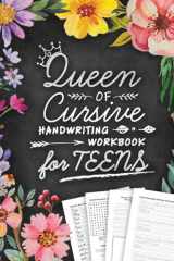 Queen of Cursive Handwriting Workbook for Teens: Script Writing Practice Book for Beginners with Jokes, Riddles and Inspirational Quotes for Girls cover image