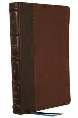 NKJV, Large Print Thinline Reference Bible, Blue Letter, Maclaren Series, Leathersoft, Brown, Comfort Print Holy Bible, New King James Version cover image