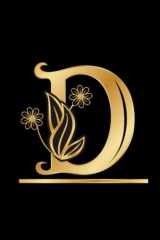D Monogram Letter Notebook: Golden Luxurious Initial Monogram Letter D Composition Notebook for Writing | 120 Pages - 6x9 Inches cover image