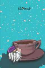 Notebook: Gnome Teacup 120 pages 6x9 wide rules notebook cover image