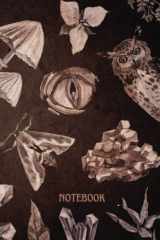 Dark Academia Notebook: Mystical Wilds Mushroom Owl Moth Crystal Notebook | A5 6x9" | 120 Pages cover image
