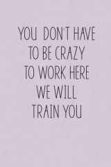 You Don't Have To Be Crazy To Work Here We Will Train You: Dot Grid Journal - 100 Blank Numbered Pages - Funny Notebook for Office Coworkers cover image