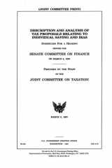 Description and Analysis of Tax Proposals Relating to Individual Saving and IRAs Senate Committee on Finance cover image