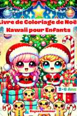 Livre de Coloriage de Noël Kawaii pour Enfants 2-6 Ans: Coloriages de Noël Adorables et Faciles avec le Père Noël, les Rennes, les Bonshommes de Neige et Bien Plus! (French Edition) cover image