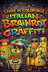 Livre de coloriage ITALIAN BRAINROT GRAFFITI: 50 pages de coloriage urbain, personnages délirants, graffiti agressif et humour absurde Pour ados et adultes (French Edition) cover image
