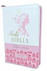 Biblia Mujer Virtuosa para Mujeres Letra Grande 12 puntos con Cierre RV1960 rosada floral con indice cover image