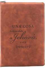 Biblia de Estudio Reina Valera 1960 ArcoIris en nueva letra grande con Cierre Indice Senti Cuero color Cafe con Estuche de proteccion. Edicion Especial Una cosa he demandado a Jehova esta buscare Coleccion Celestial cover image