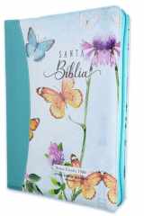 Biblia para Mujeres Letra Super Gigante 19 puntos con Cierre RV1960 mariposas y floral con indice cover image