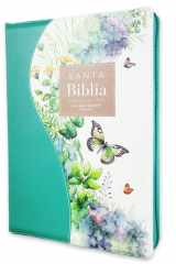 Biblia para Mujeres Letra Super Gigante 19 puntos con Cierre RV1960 mariposas floral verde con indice cover image