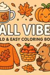 Fall Vibes: Bold and Easy Cozy Autumn Theme Coloring Book – Relaxation, Stress Relief, and Fun with Pumpkins For Adults Teens And Kids, Leaves, Coffee & More cover image