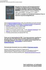 Managed care systems and emerging infections: challenges and opportunities for strengthening surveillance, research, and prevention : workshop summary, based on a workshop of the Forum on Emerging Infections, Division of Health Sciences Policy, Institute  cover image