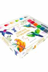 Ma petite palette Oiseaux à l'aquarelle - Coffret avec 10 planches prêtes-à-peindre, une palette de 6 couleurs et un pinceau cover image
