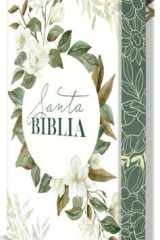 Biblia RVR 1960 Letra Grande Tamaño Manual, Tapa Dura con Flores Blancas y Cantos Pintados / Spanish Bible RVR 1960 Handy Size White Flowers Sprayed Edges cover image